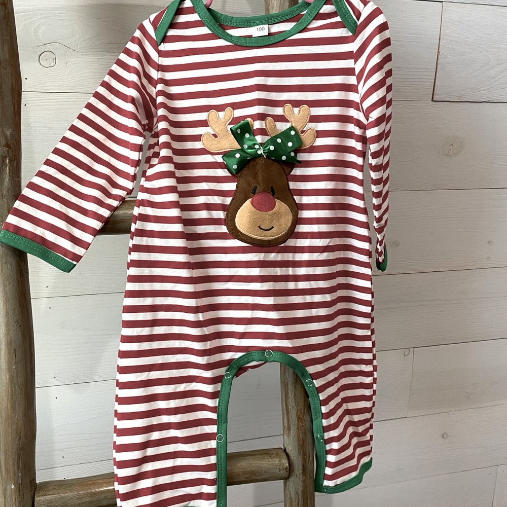 Reindeer striped onesie